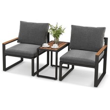 3 PCS Patio Furniture Set with Cushions Weatherproof Aluminum Frame Outdoor