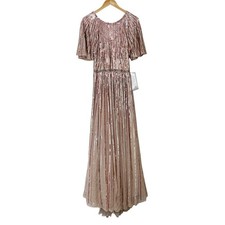 NEW Mac Duggal 4913 Rose Pink Sequin Evening Gown Women's Size 8 Beaded Dress