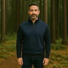 Ted Baker Mens 1/4 Zip Pullover Sweater Size Medium Navy Blue New With Tags