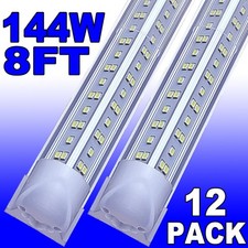 12/Pack Integrated LED Tube 8FT Double Row LED Shop Light Fixture 18000LM 6500K