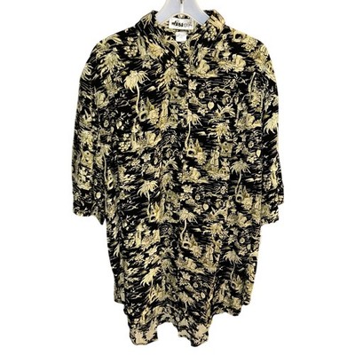 New! We be bop 2X tunic top boho y2k plus size banzai print black cream rayon 