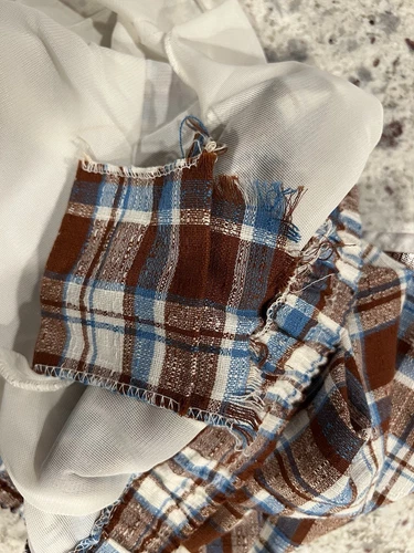 Vintage 60s Swim Trunks Checkered Blue & Brown Tag Large? Measures (30-36) - Picture 6 of 8
