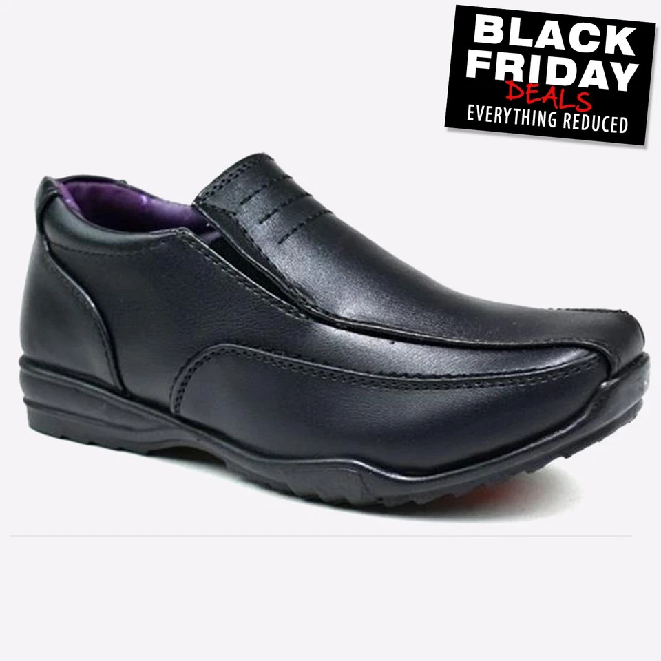 Malin Gus Junior Boys Designer Fashion Dress Formal Everyday Slip-On Shoes Black