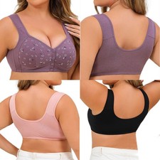 Women's Front Fastening Bras Lace Plus Size Full Coverage Bra Wireless Comfort