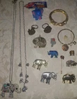 Vintage Modern New Mixed Lot 17 Pieces Lucky Elephant Costume Jewelry Key Rings