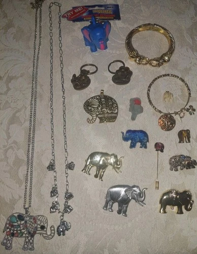 Vintage Modern New Mixed Lot 17 Pieces Lucky Elephant Costume Jewelry Key Rings