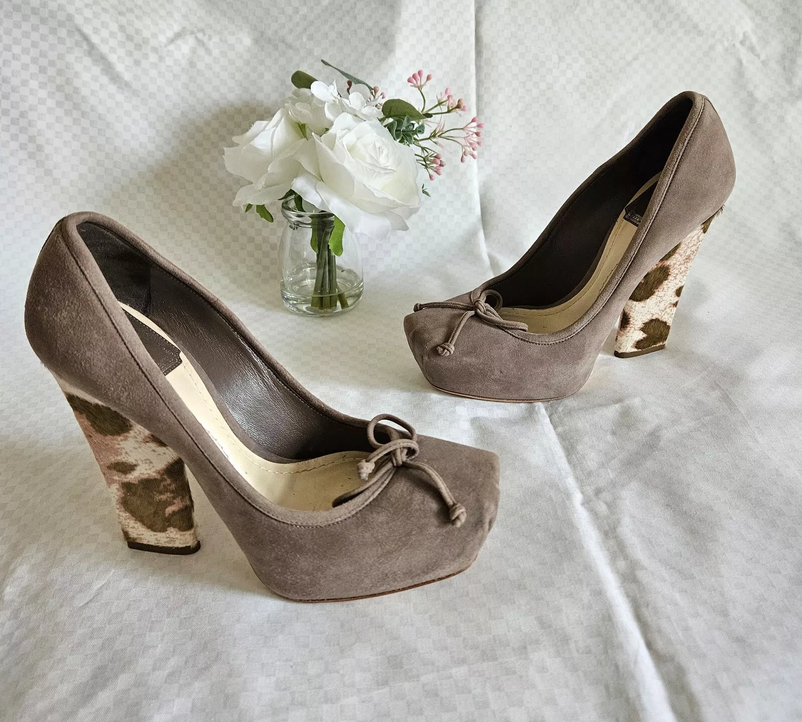 Pompe à bloc en daim bronzé Christian Dior femme NDS taille 6 États Unis (édition limitée)