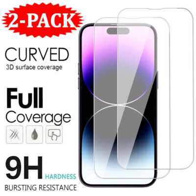 2-PACK For iPhone 14 Plus,14 Pro Max Full Cover Tempered Glass Screen Protector
