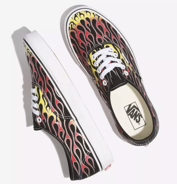vans authentic mash up flame skate shoes