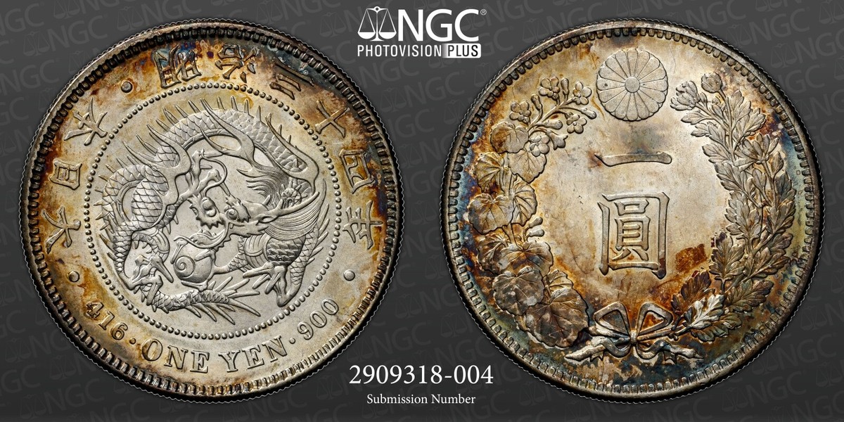 NGC Graded MS62 Japan Meiji Year 34 (1901) 1 Yen Y# A25.3
