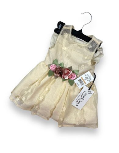 NEW PIPPA & JULIE Girls Lace Floral Dress Ivory Holiday Wedding - 12 Months NWT