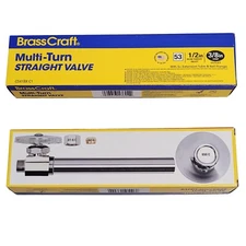 BrassCraft Straight Stop Valve, Multi-Turn 1/2 in x 3/8 in Connection, CS41BXC1