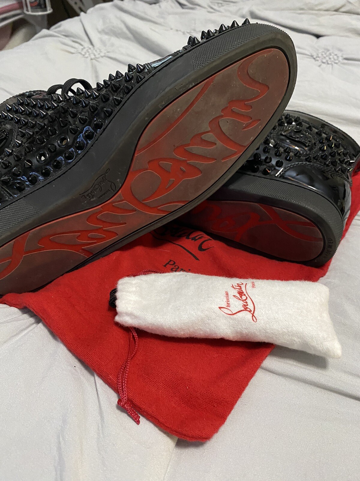 silver red bottom sneakers