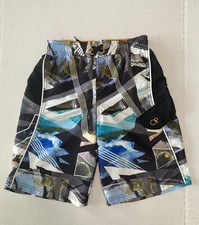 Boys Swim Trunks Shorts OP Ocean Pacific sz 10-12 Elastic Waist Abstract Print