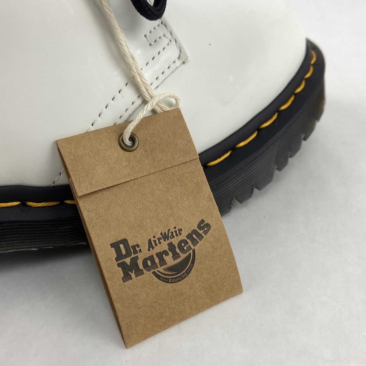 Dr. Martens White Leather 3-Eye Derby Shoes with Black Sole Mayfare Smooth Leather Shoes in Black | Dr. Martens main image 3