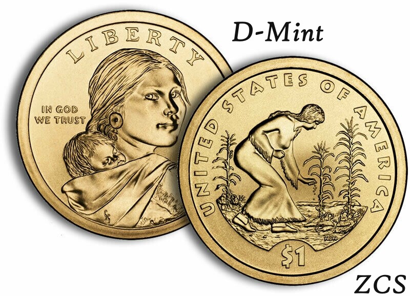 2009 D Sacagawea Three Sisters Native American Indian Dollar Coins