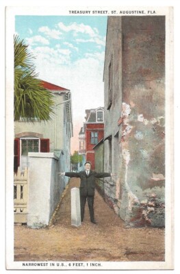 St. Augustine Florida c1920's Treasury Street, narrowest in United States