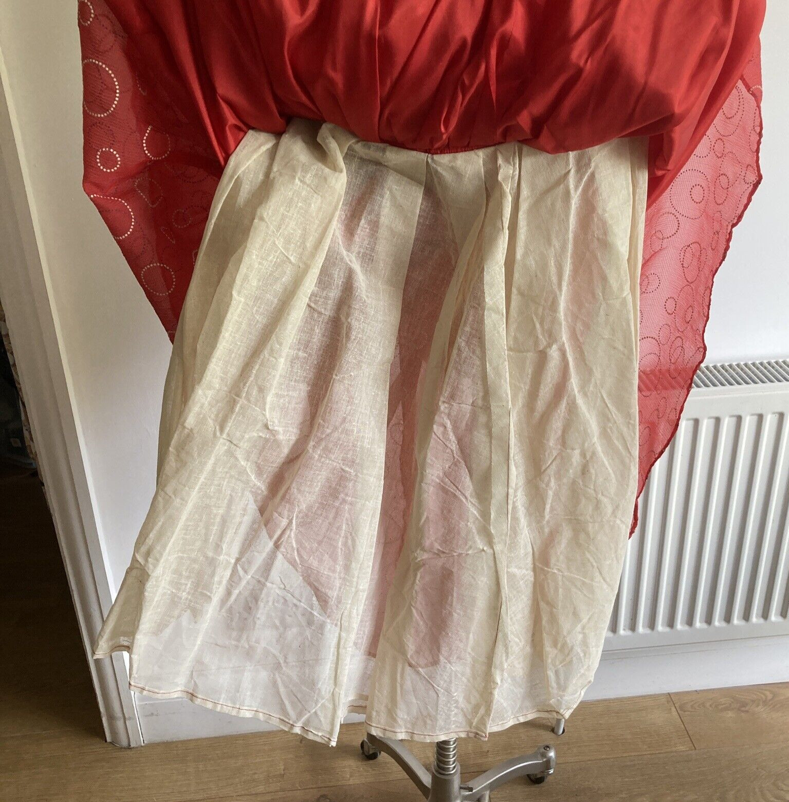 Vintage 1950s Red Sally Slade of Regent Street DressButton Trim 18.5" pit to pit 9