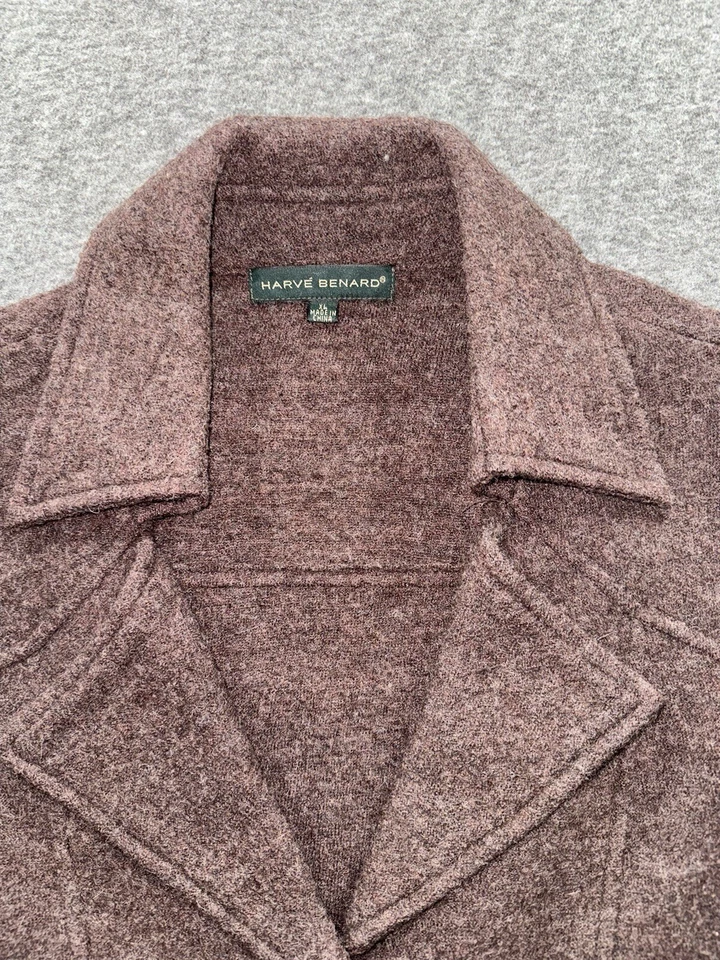 Blazer Harve Benard vintage feminino marrom 100% lã casaco de 3 botões - Imagem 4 de 4