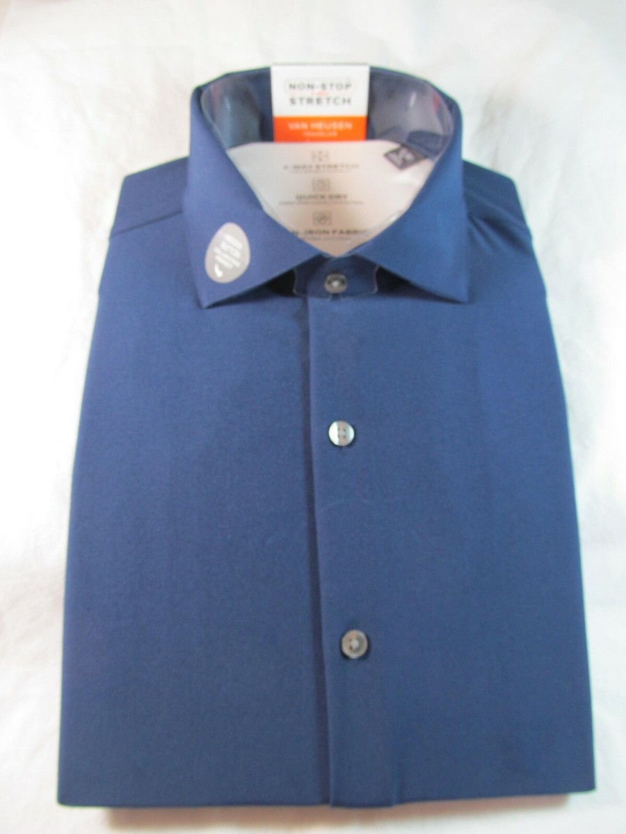 NWT VAN HEUSEN NON-STOP 4-WAY STRETCH QUICK DRY DRESS SHIRT LONG