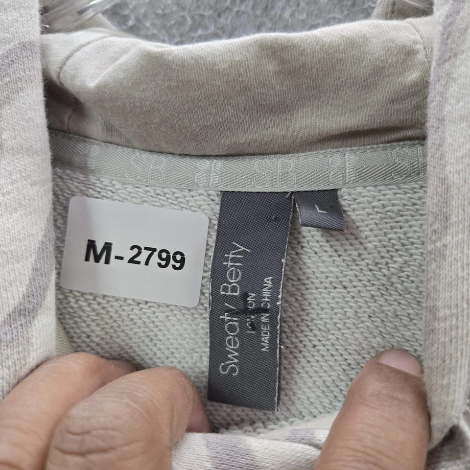 Женская толстовка с капюшоном Sweaty Betty L бежевый логотип вышивка зебра анималистический принт пуловер - Изображение 2 из 4