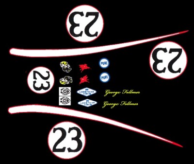 #23 George Follmer Lola T-70 1/64th HO Scale Slot Car Decals