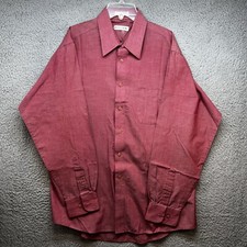 Pierre Cardin Mens L 16 34/35 Red Dress Shirt Long Sleeve Button Up