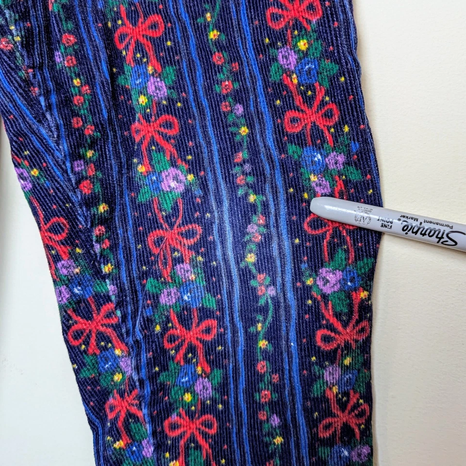 Pantalones de pana vintage años 80 90 Oshkosh niñas cinta floral azul vacaciones 4T Foto 4 de 4