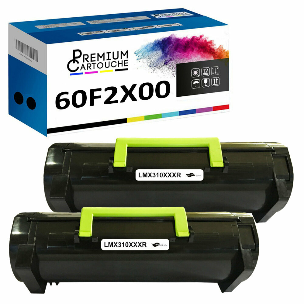 Toner 60F2X00 noir compatible Lexmark résout problème impression claire