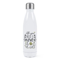 All You Need Is Love Und Eine Katze Doppelwand Wasserflasche Lustig Crazy