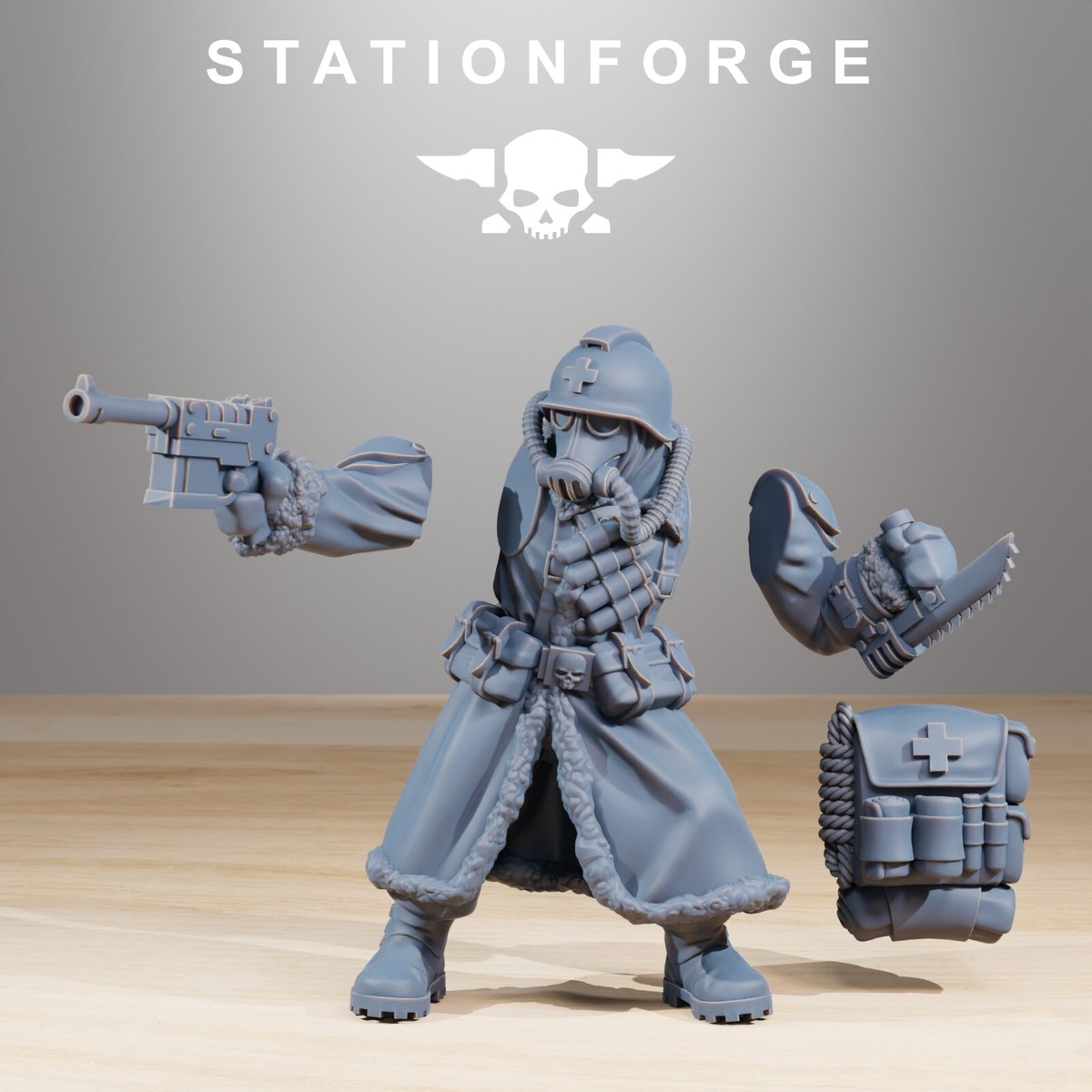 10 Miniature Imperial Soldiers Of The Grim Guard, Death Division, Frostwatch Korps, Stationforge