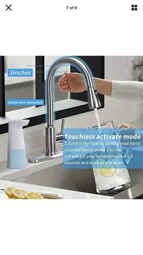 ARRISEA Touchless Kitchen Sink Faucet with Pull Down SprayerBrushed Nickel To... - Picture 6 of 9
