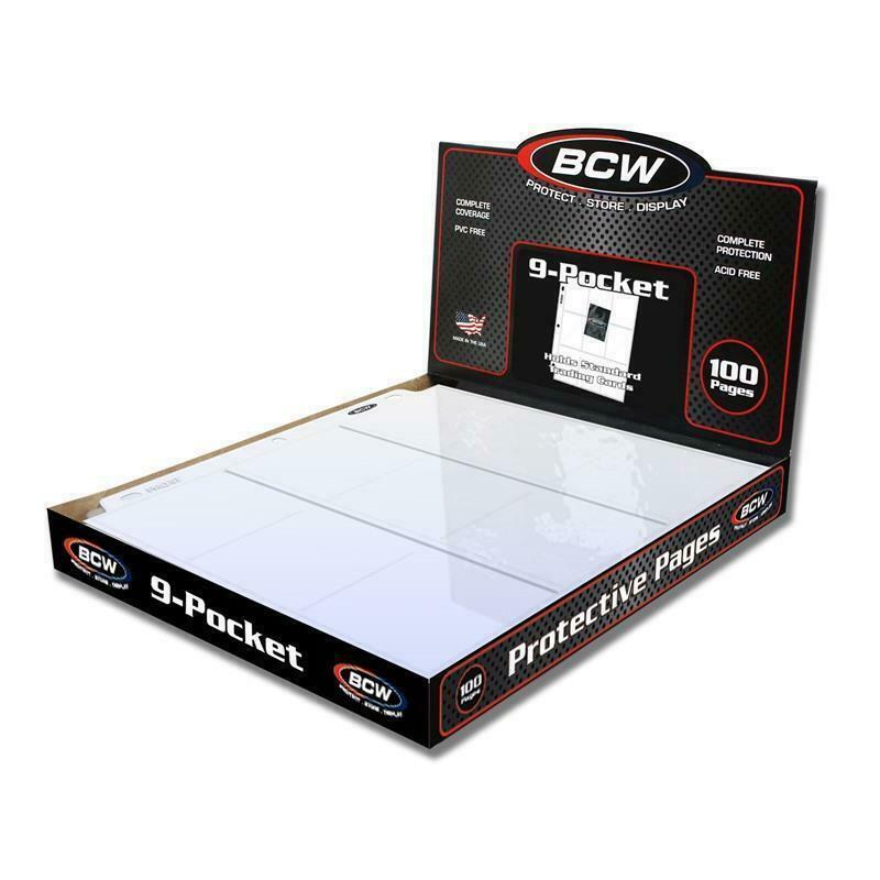 10 20 50 100 BCW 9 Pocket Page Baseball Card Holder Sleeve Binder Cards  Storage