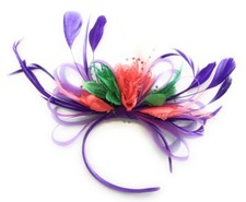 BESPOKE Cadbury Purple, Coral Pink Green Fascinator Headband Wedding Ascot Races