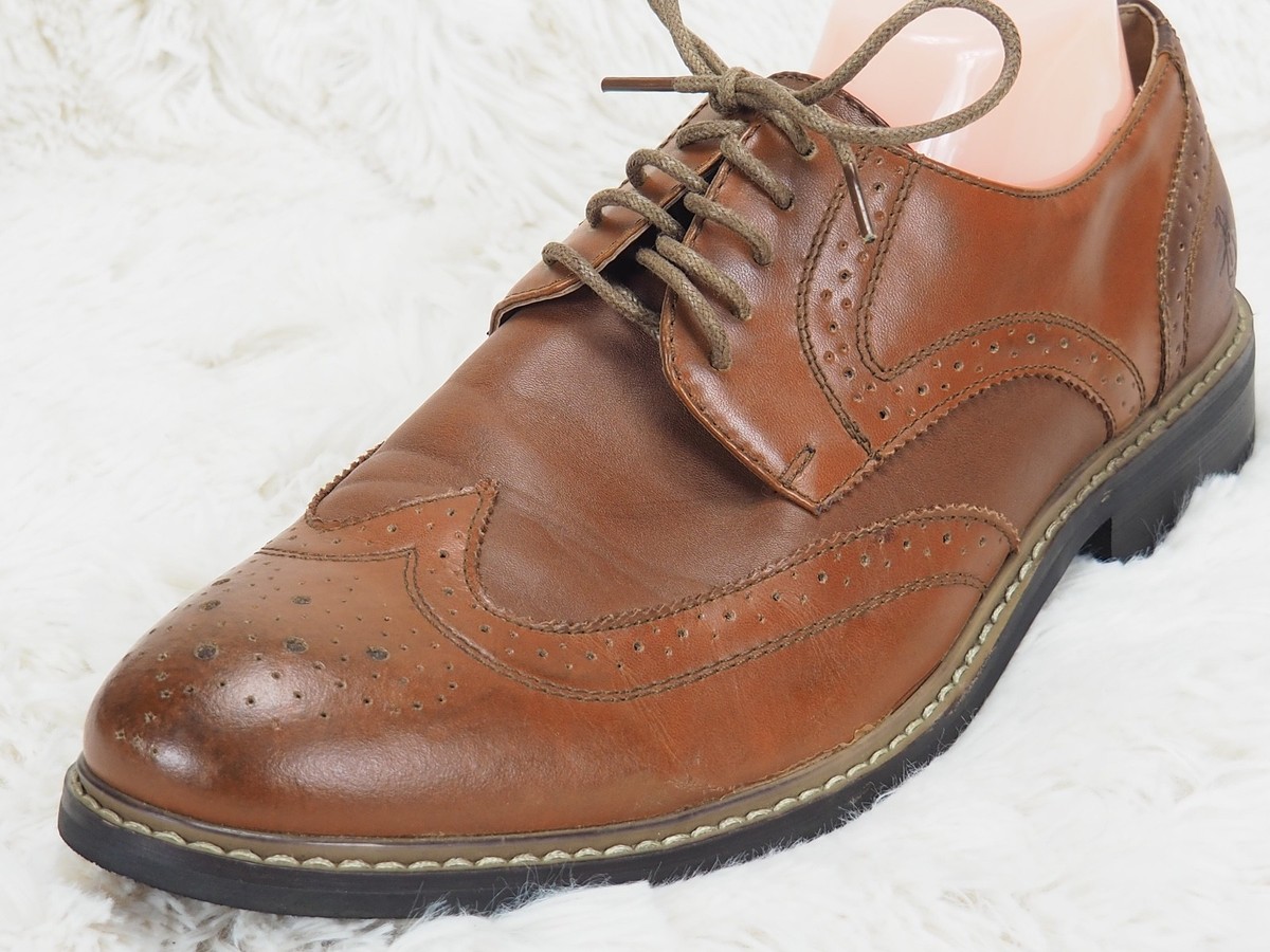 wing tip or cap toe for brown dress shoes Men's Tan Brown Wingtip Leather Dress Shoes US 10 / Tan Brown / D main image 0