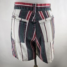 Vintage 90's Sostanza High Rise Multi Color Striped Denim Jean Shorts size 9
