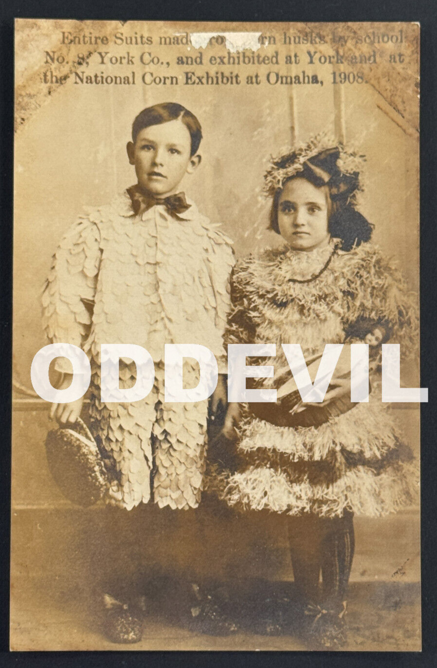 1908 Corn Husk Suit York Omaha NE real photo postcard RPPC Huffman's