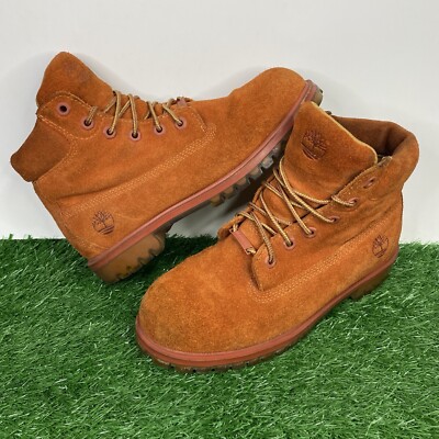 Timberland Youth Big Kids 6 Suede Boots Dark Rust Orange