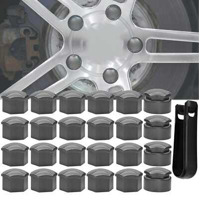 Biomar Labs Radmutternabdeckungen 19mm Universal - 20-tlg Set Schwarz Weiß Mit Entfernungsschlüssel