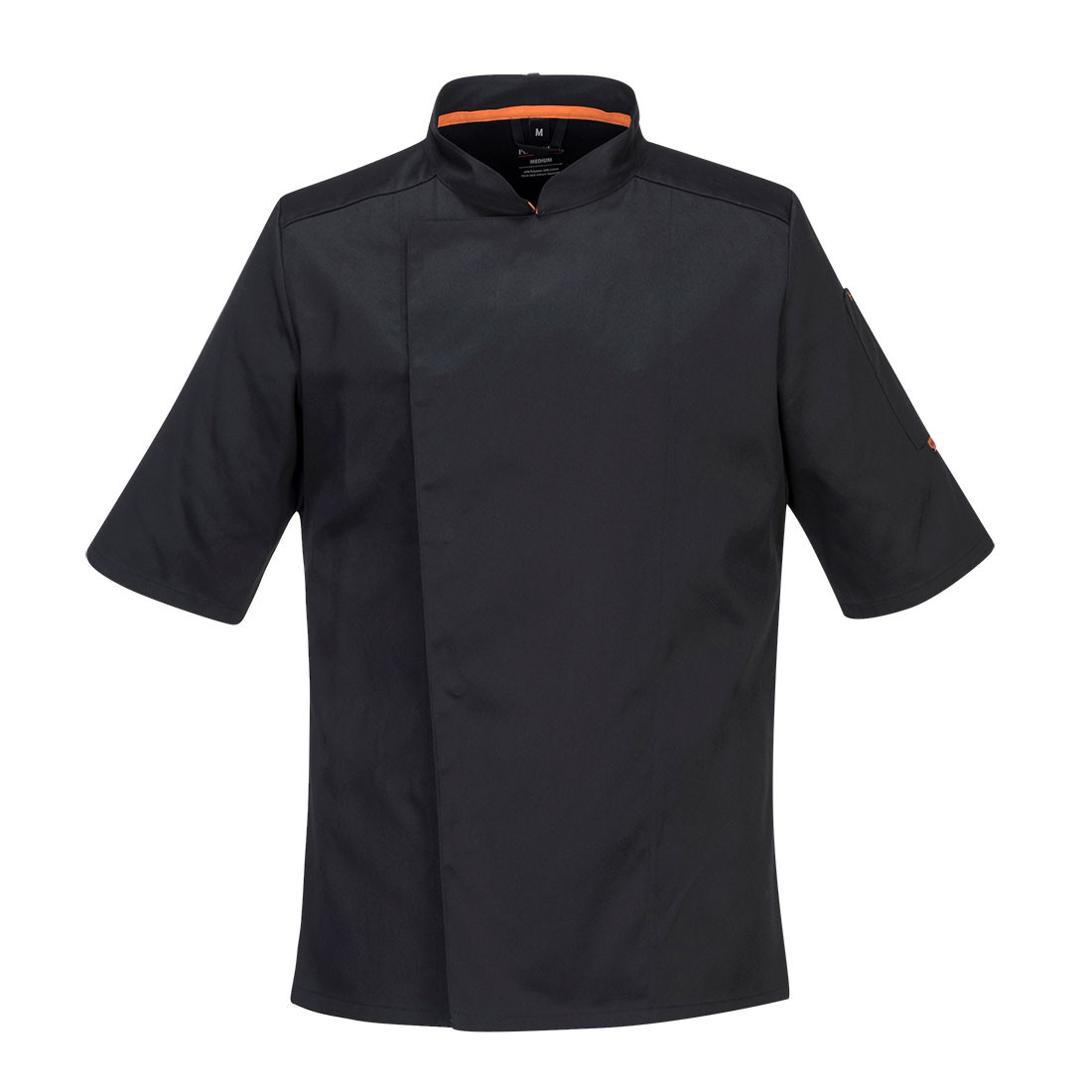 Veste de cuisine noire respirante avec boutons pression légers