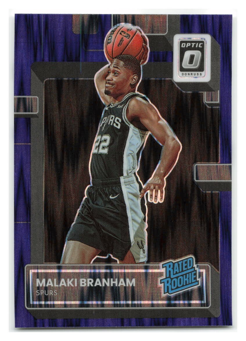 Malaki Branham 2022-23 Donruss Optic Rated Rookie Purple Shock SP #222-SPURS