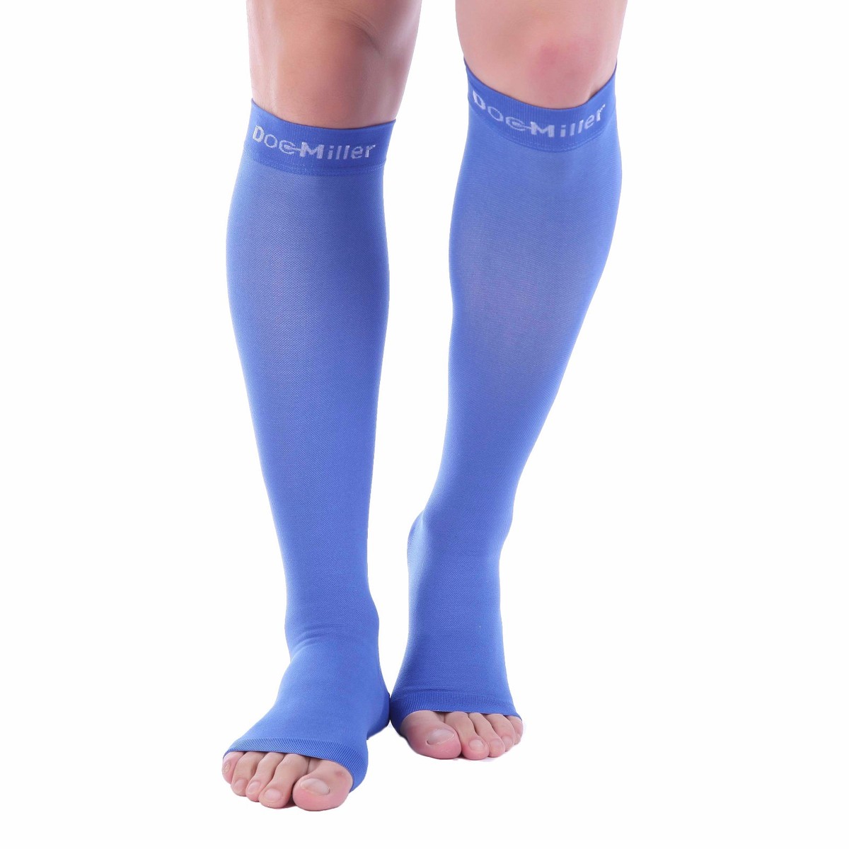 Doc Miller Open Toe Compression Socks 20-30 mmHg Recovery Varicose Veins  BLUE
