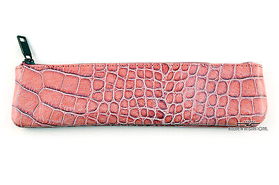 Vantaggio Pink Crocodile Embossed Leather Single Pen Case 