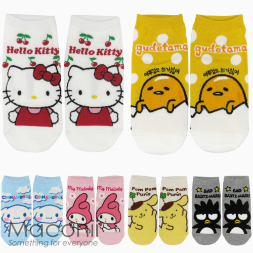 Ankle Socks Hello Kitty Gudetama Cinnamoroll My Melody Pom Pom Purin Badtz-maru - Zdjęcie 1 z 12