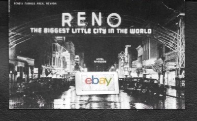 Reno Nevada 588mS Virginia St Rainy Night Conoco Öl Ausgabe B/W Postkarte