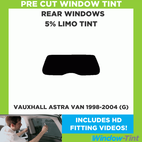 Pre Cut Window Tint for Vauxhall Astra Van 1998-04 (G) 5% Limo Black Rear Film Pre Cut Window Tint for Vauxhall Astra Van 1998-04 (G) 5% Limo Black Rear Film