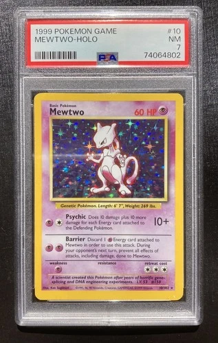 PSA 7 Mewtwo 10/102 Pokémon Base Set Unlimited Holo Rare TCG NM