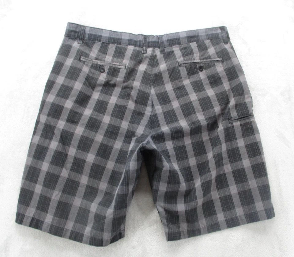 Pantalones Cortos Burnside Para Hombre 38 Gris Negro A Cuadros Frente Plano Informales Mezcla de Algodón Verano Foto 2 de 4