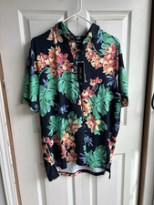 NWT RLX Ralph Lauren Black Floral Hawaiian Print Golf Polo Shirt Wicking 115 L