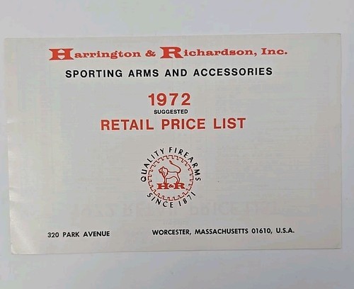 Catalogue d'armes à feu Harrington & Richardson plus liste de prix 1972 - Photo 9/9